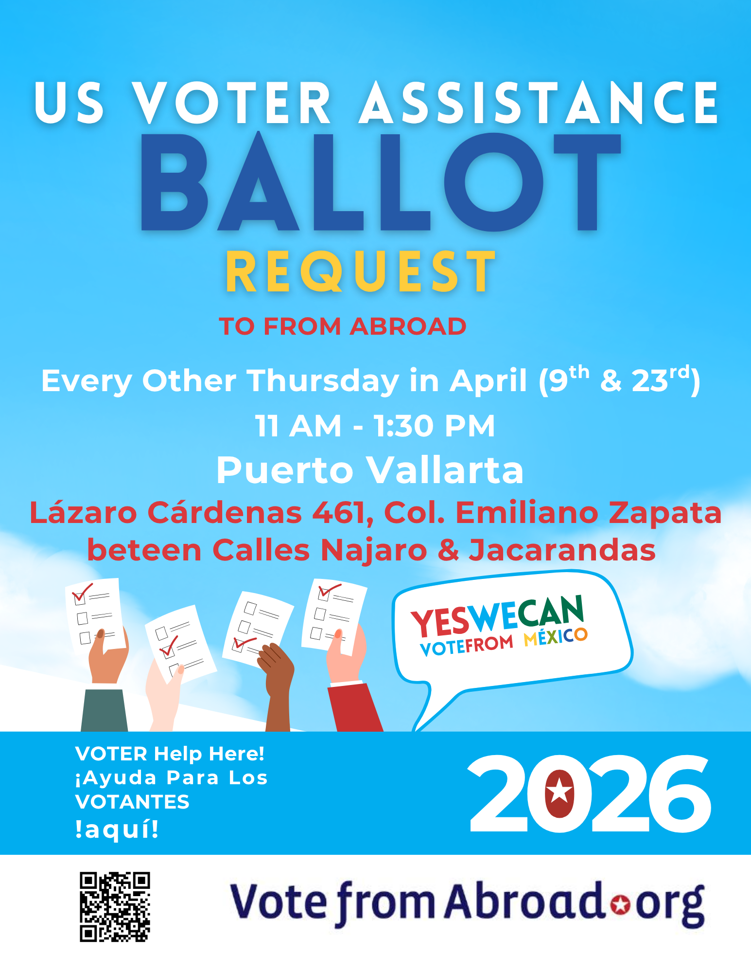 Request your ballot at Vote From Abroad Centers