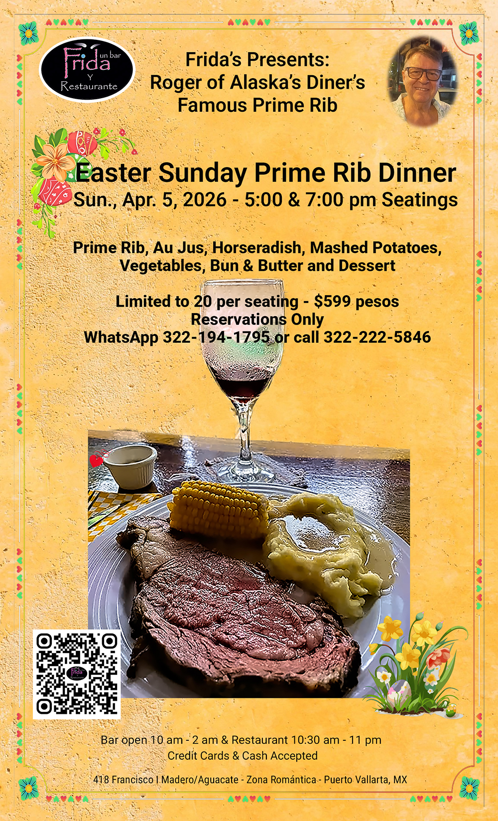 Easter Sunday Prime Rib at Bar Frida y Restaurante